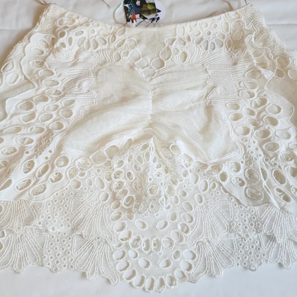 Chloé White Linen Blend Butterfly Lace Mini Skirt - Picture 15 of 17